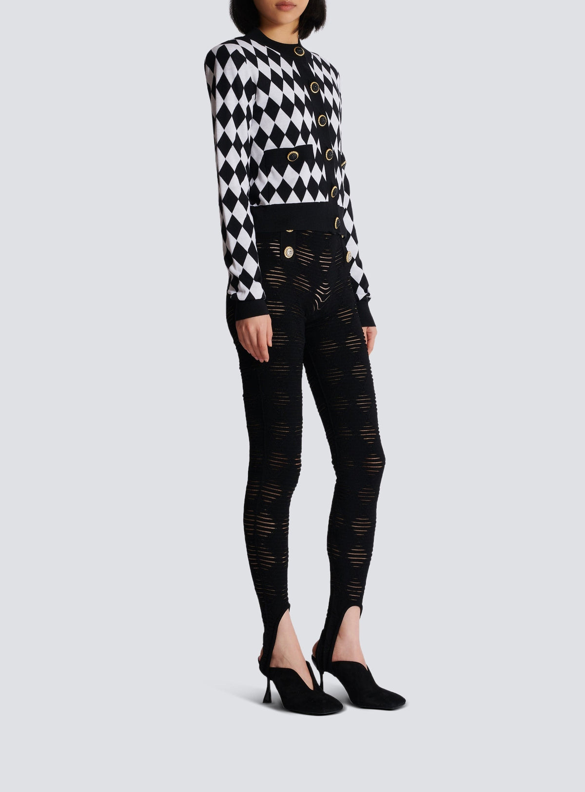 Wool cardigan - Black & White