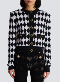 Cardigan en maille diamond - Noir & Blanc