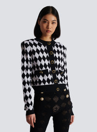 Cardigan en maille diamond - Noir & Blanc