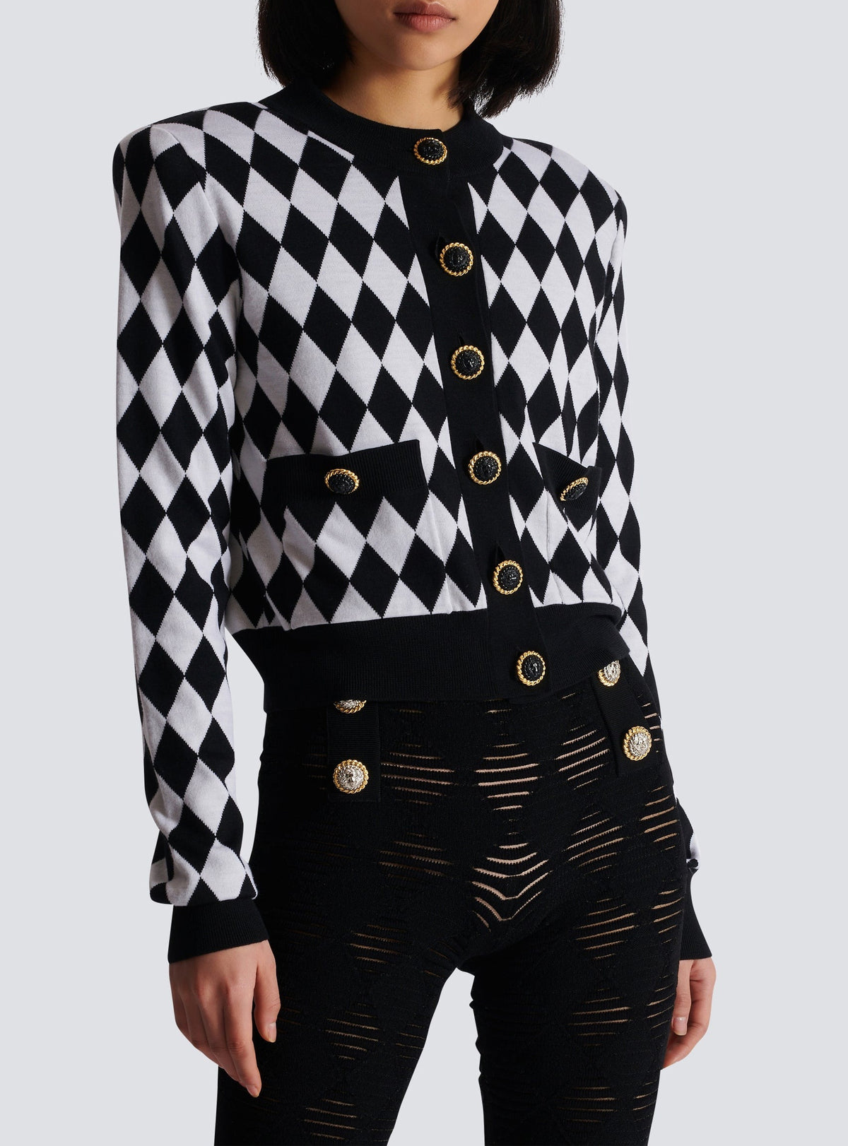 Wool cardigan - Black & White
