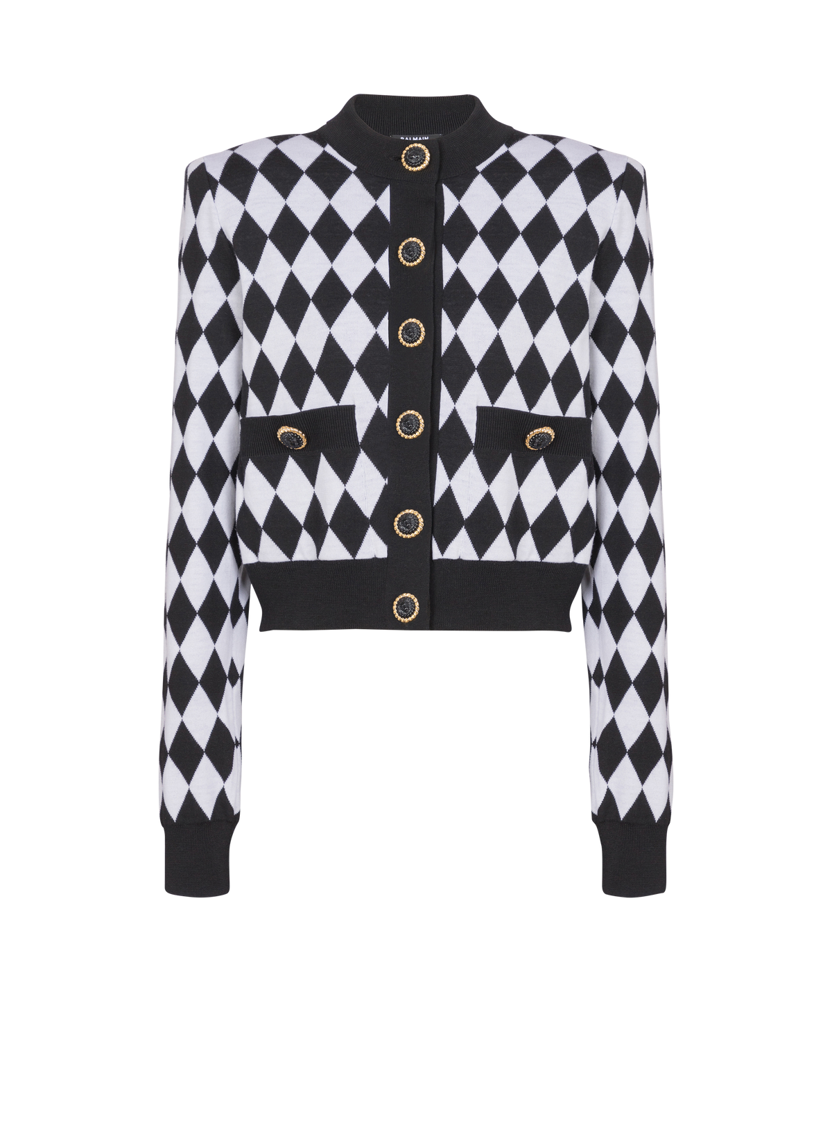 Cardigan en maille diamond - Noir & Blanc