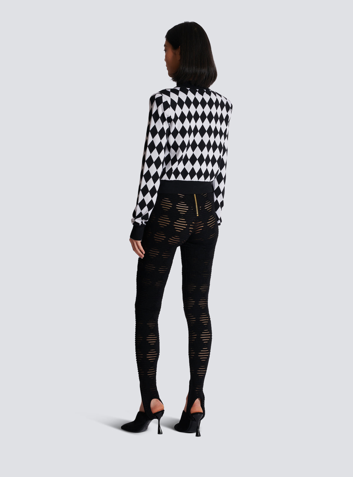 Cardigan en maille diamond - Noir & Blanc