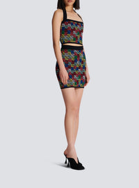 Jupe courte en maille - Multicolore