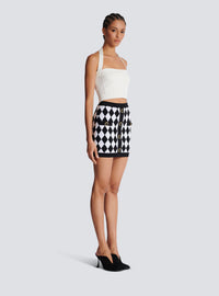 Jupe courte en jacquard diamond - Noir & Blanc