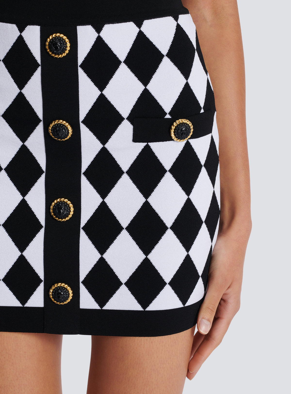 Jupe courte en jacquard diamond - Noir & Blanc