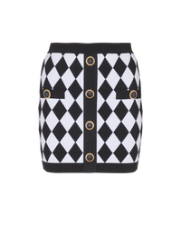 Jupe courte en jacquard diamond - Noir & Blanc
