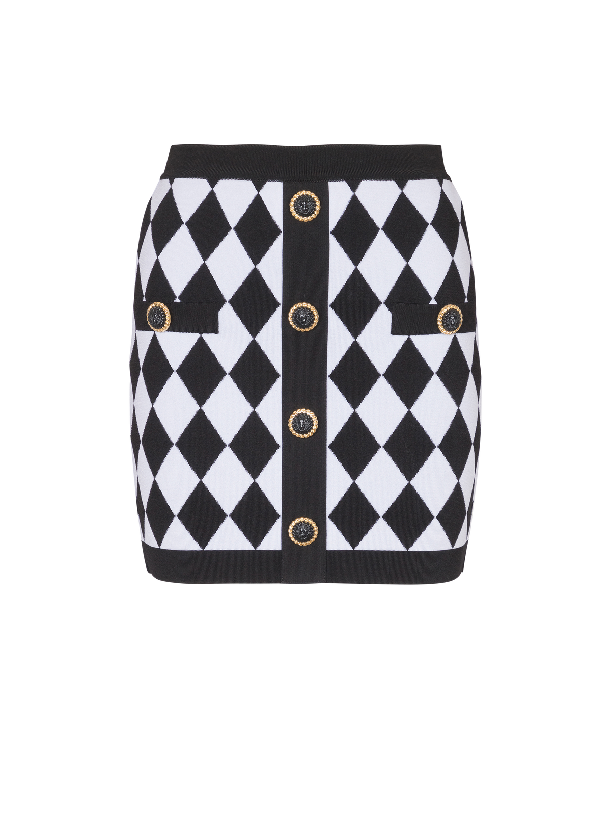 Jupe courte en jacquard diamond - Noir & Blanc