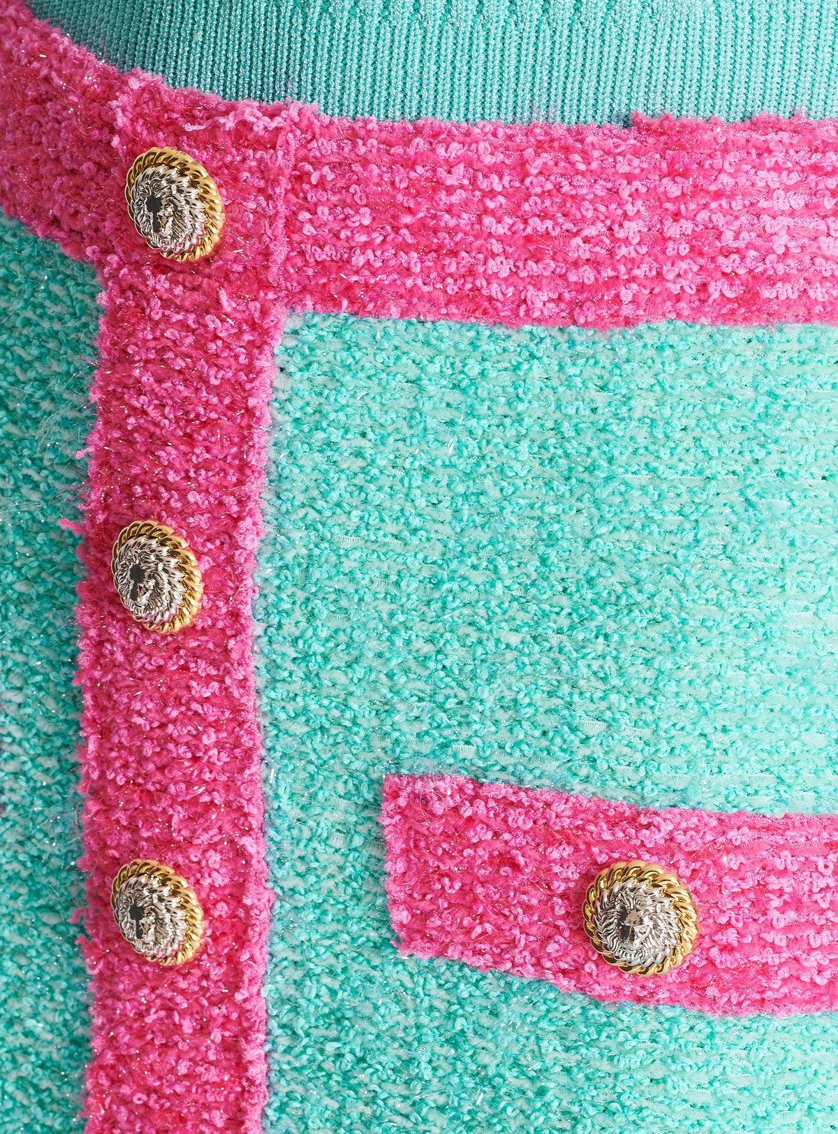 Jupe en maille bicolore à boutons - Multicolore