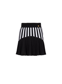Jupe courte plissée en maille rayée - Noir & Blanc