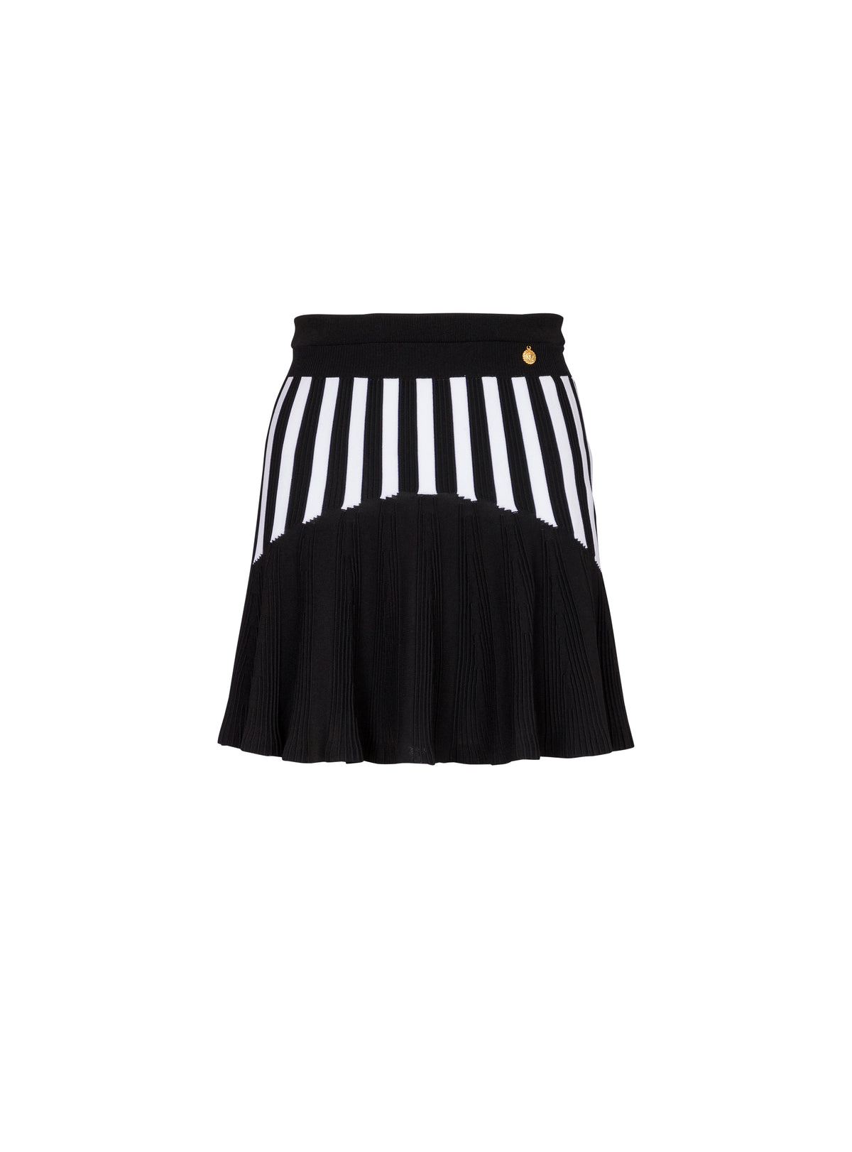Jupe courte plissée en maille rayée - Noir & Blanc