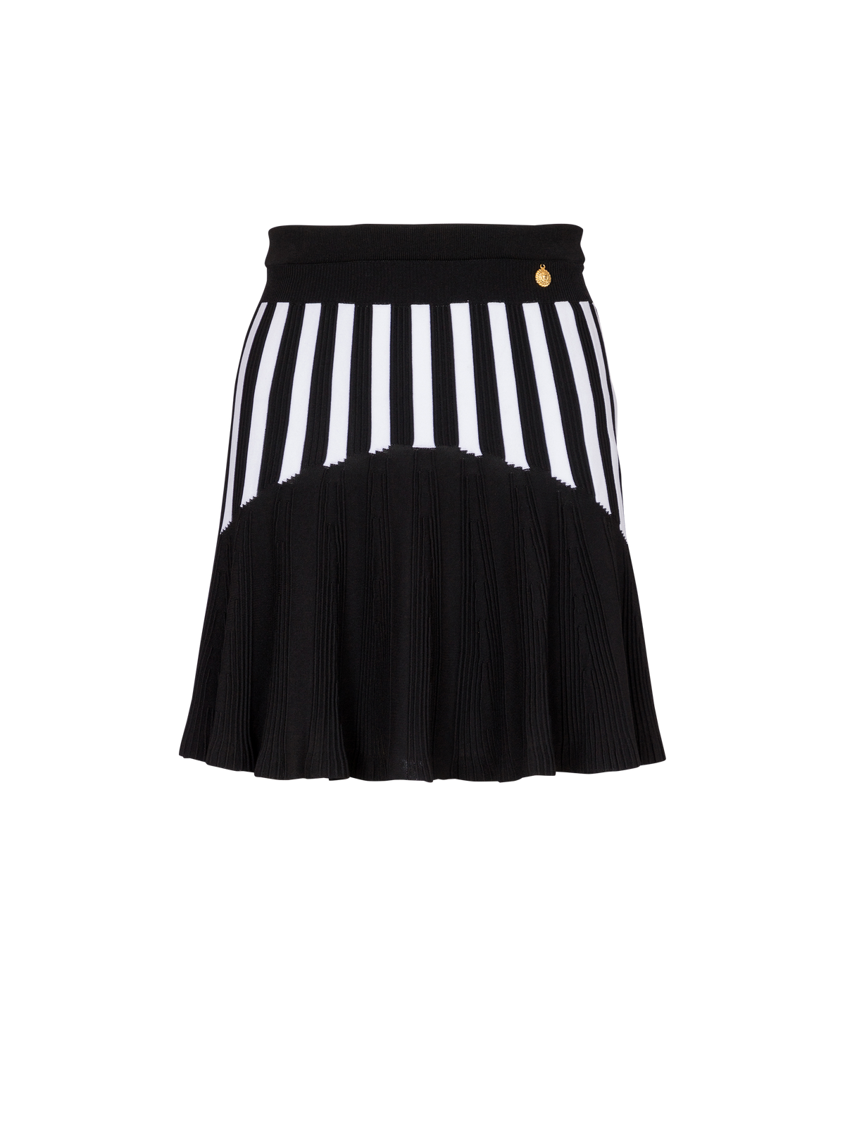 Jupe plissée en maille rayée - Noir & Blanc