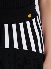 Jupe plissée en maille rayée - Noir & Blanc