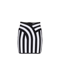 Jupe courte en maille rayée - Noir & Blanc