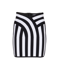Jupe courte en maille rayée - Noir & Blanc