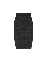 Jupe midi en maille monogramme - Noir & Argent