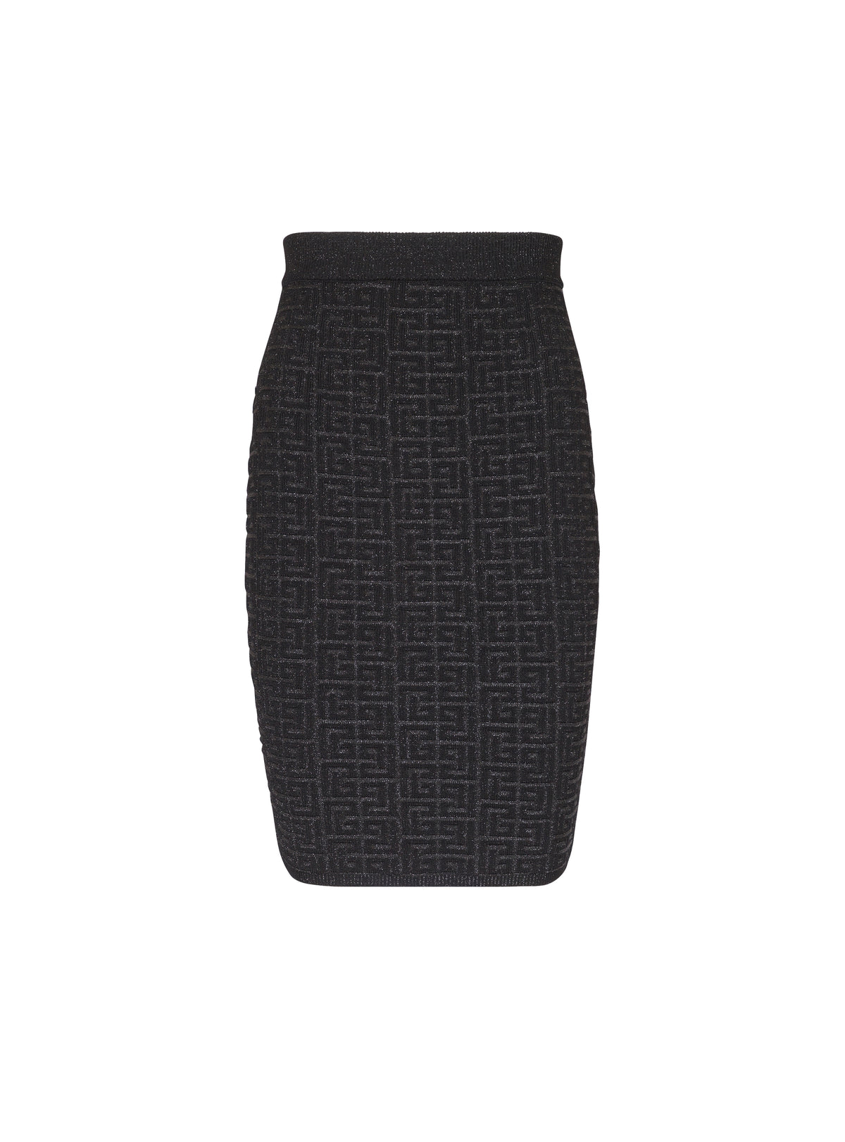 Jupe midi en maille monogramme - Noir & Argent