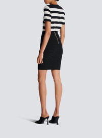 Jupe midi en maille monogramme - Noir & Argent