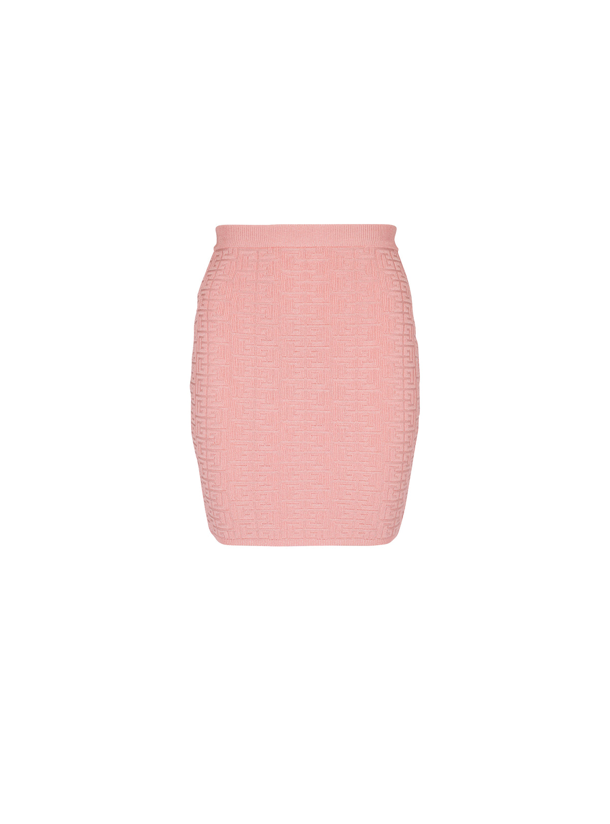 Jupe midi en maille monogramme - Saumon & Argent
