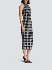 Silk midi skirt - Black & Crystal