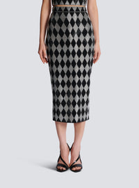 Jupe midi en strass diamond - Noir & Cristal