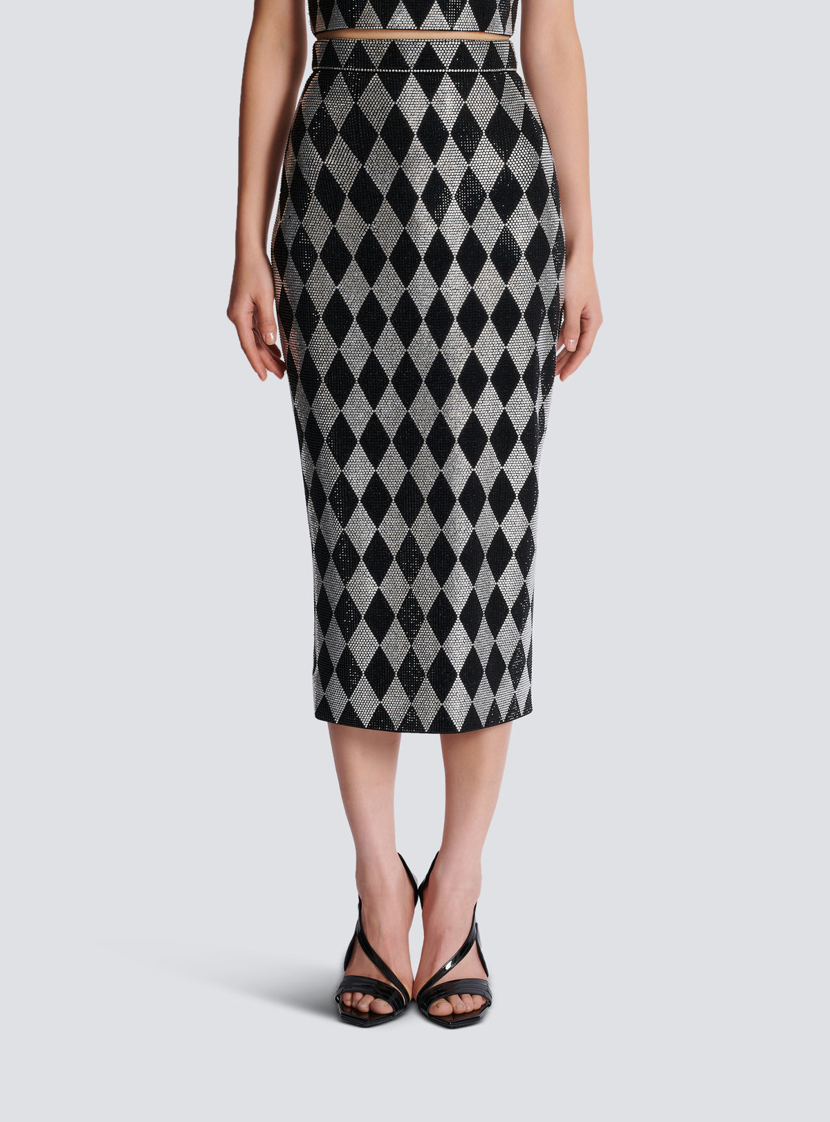 Jupe midi en strass diamond - Noir & Cristal