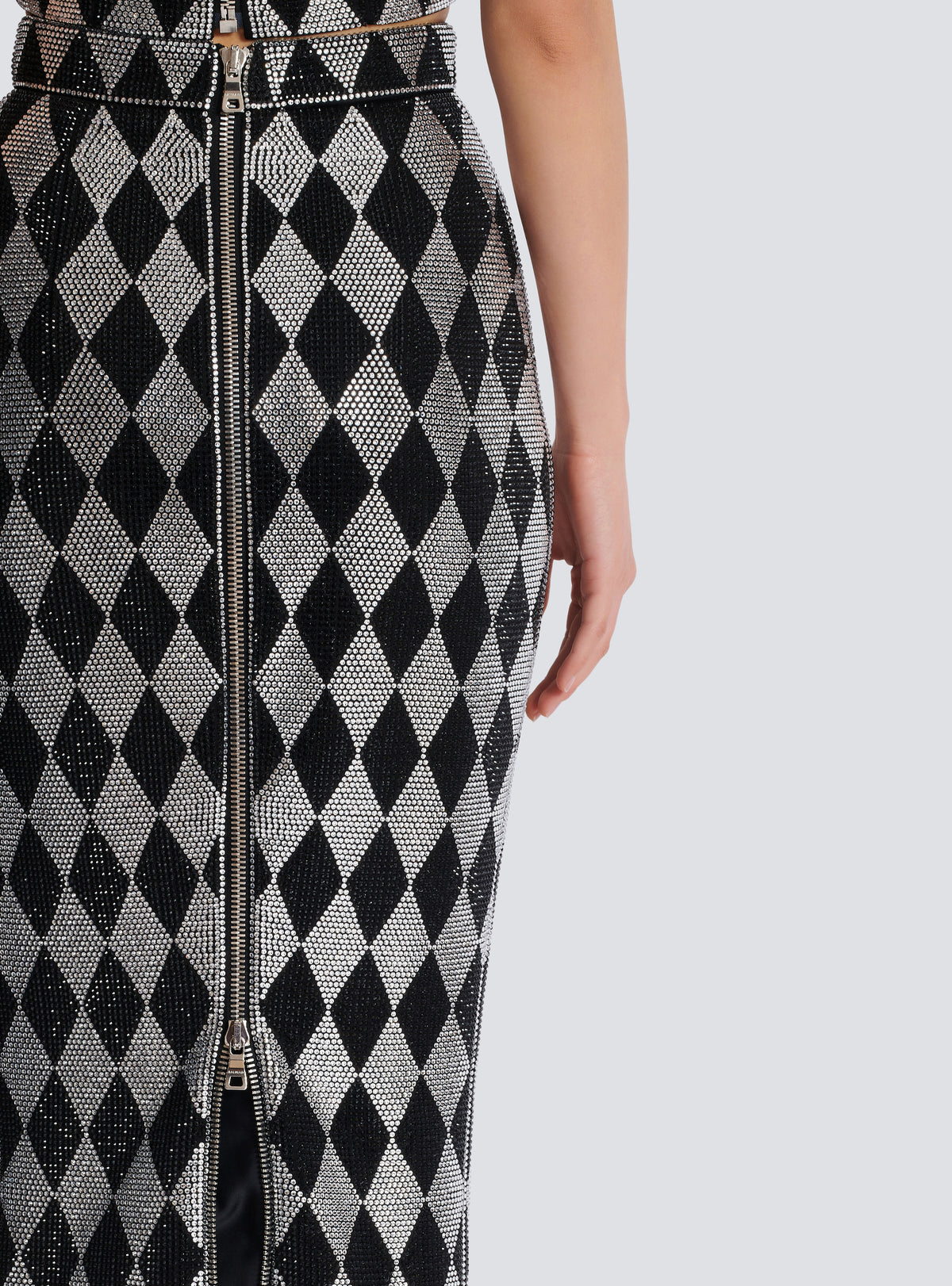 Jupe midi en strass diamond - Noir & Cristal