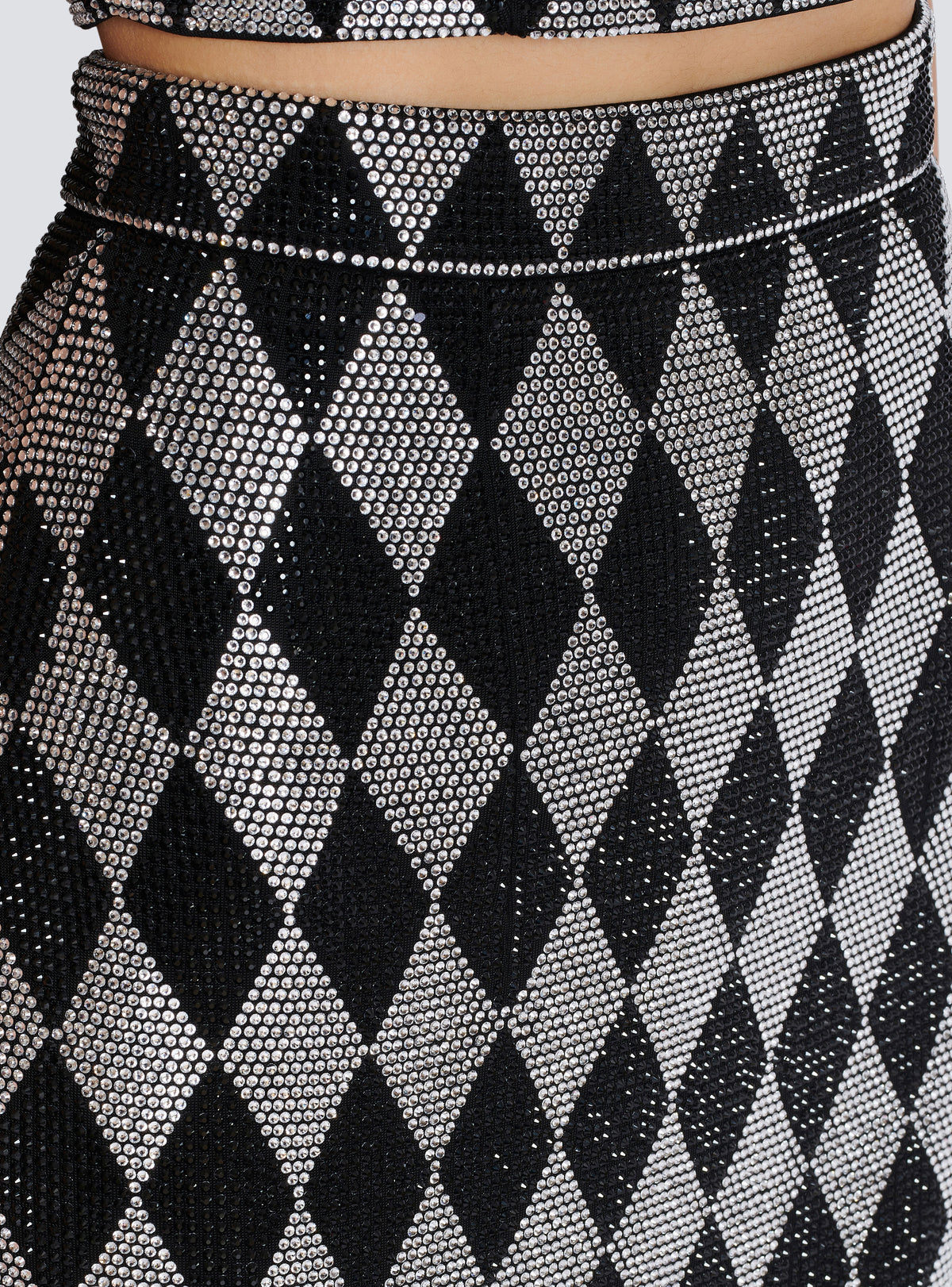 Jupe midi en strass diamond - Noir & Cristal