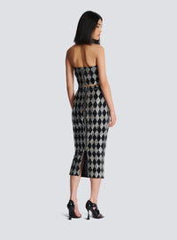 Jupe midi en strass diamond - Noir & Cristal