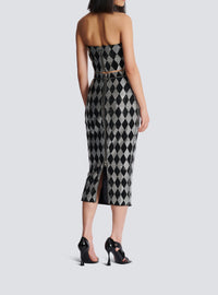 Silk midi skirt - Black & Crystal