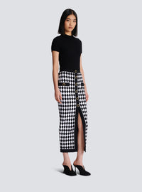 Jupe midi en jacquard diamond - Noir & Blanc