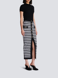 Diamond jacquard midi skirt - Black & White