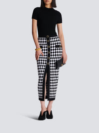 Diamond jacquard midi skirt - Black & White