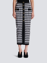 Jupe midi en jacquard diamond - Noir & Blanc