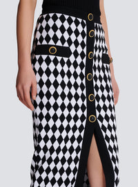 Jupe midi en jacquard diamond - Noir & Blanc