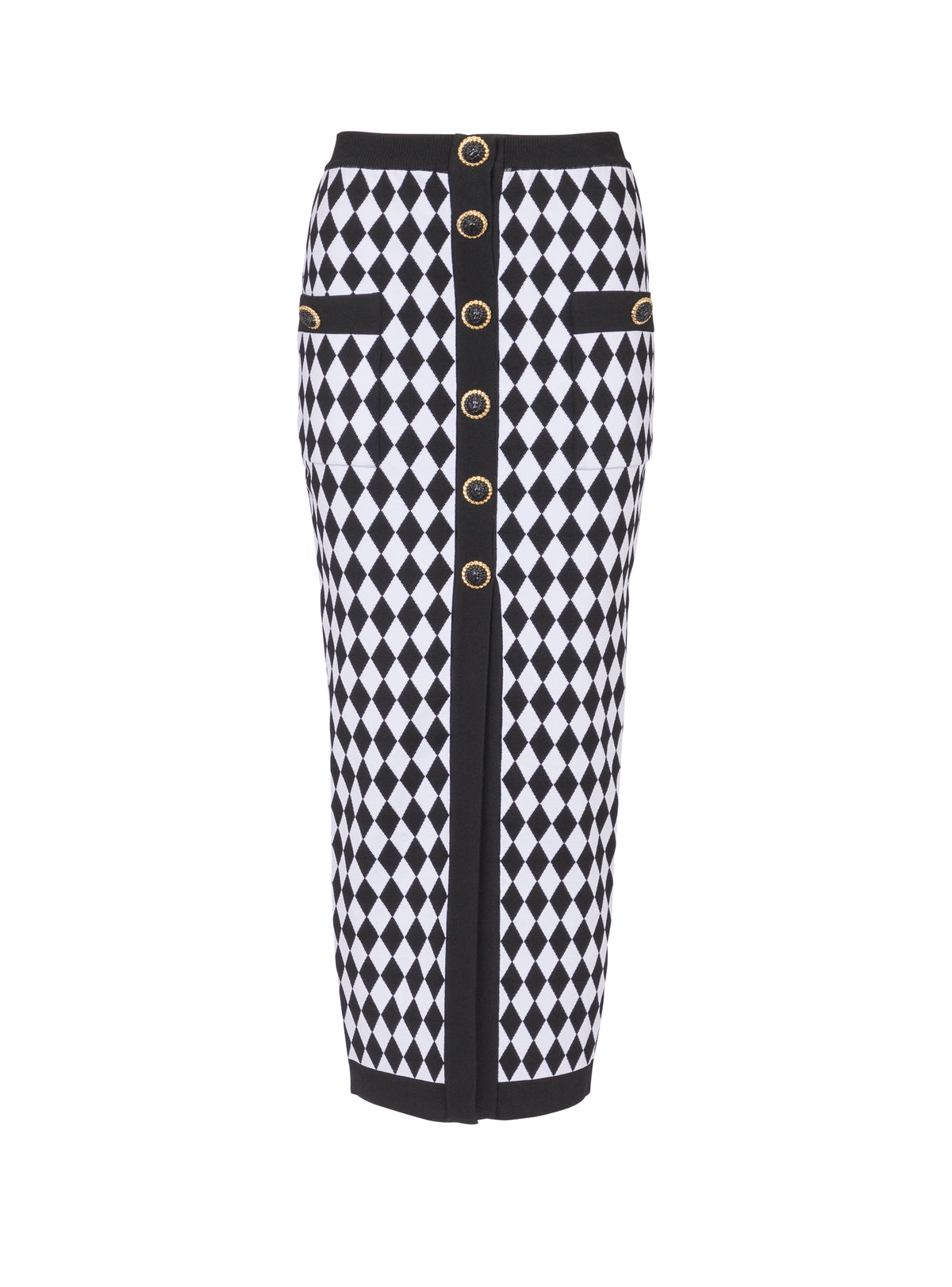 Diamond jacquard midi skirt - Black & White