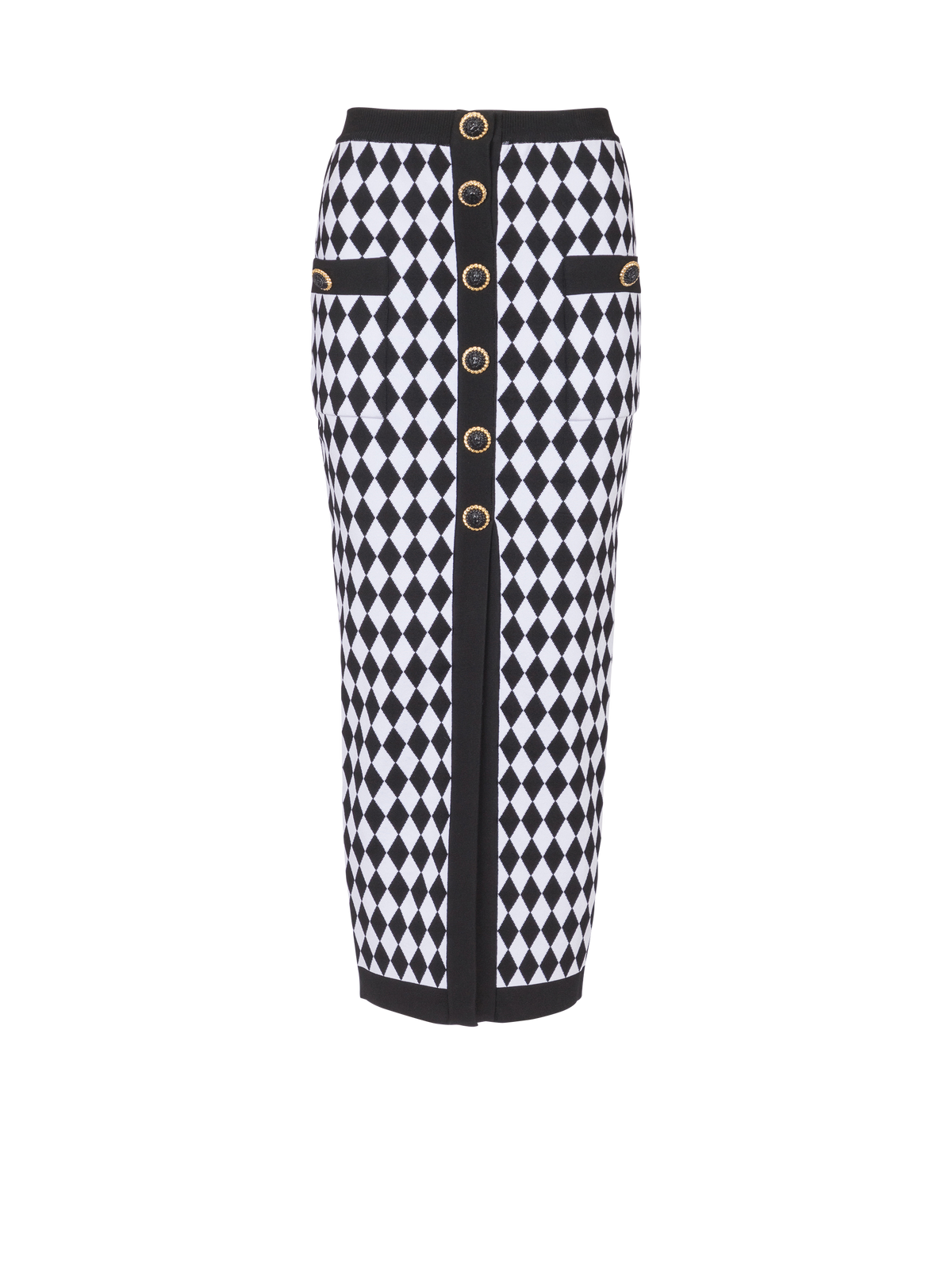 Jupe midi en jacquard diamond - Noir & Blanc