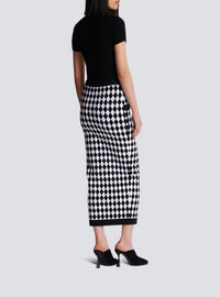Diamond jacquard midi skirt - Black & White