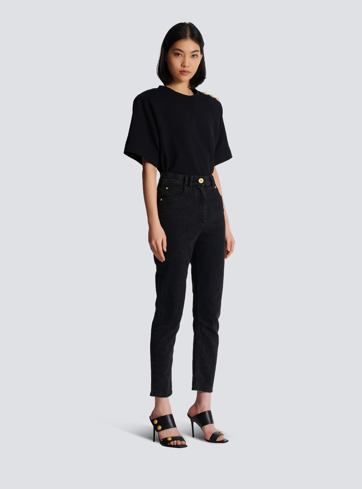 Jean noir taille haute - Noir Délavé