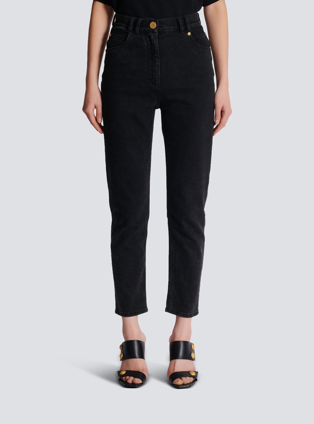 Jean noir taille haute - Noir Délavé