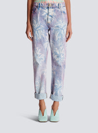 Jean boyfriend en denim palmier - Bleu Jean