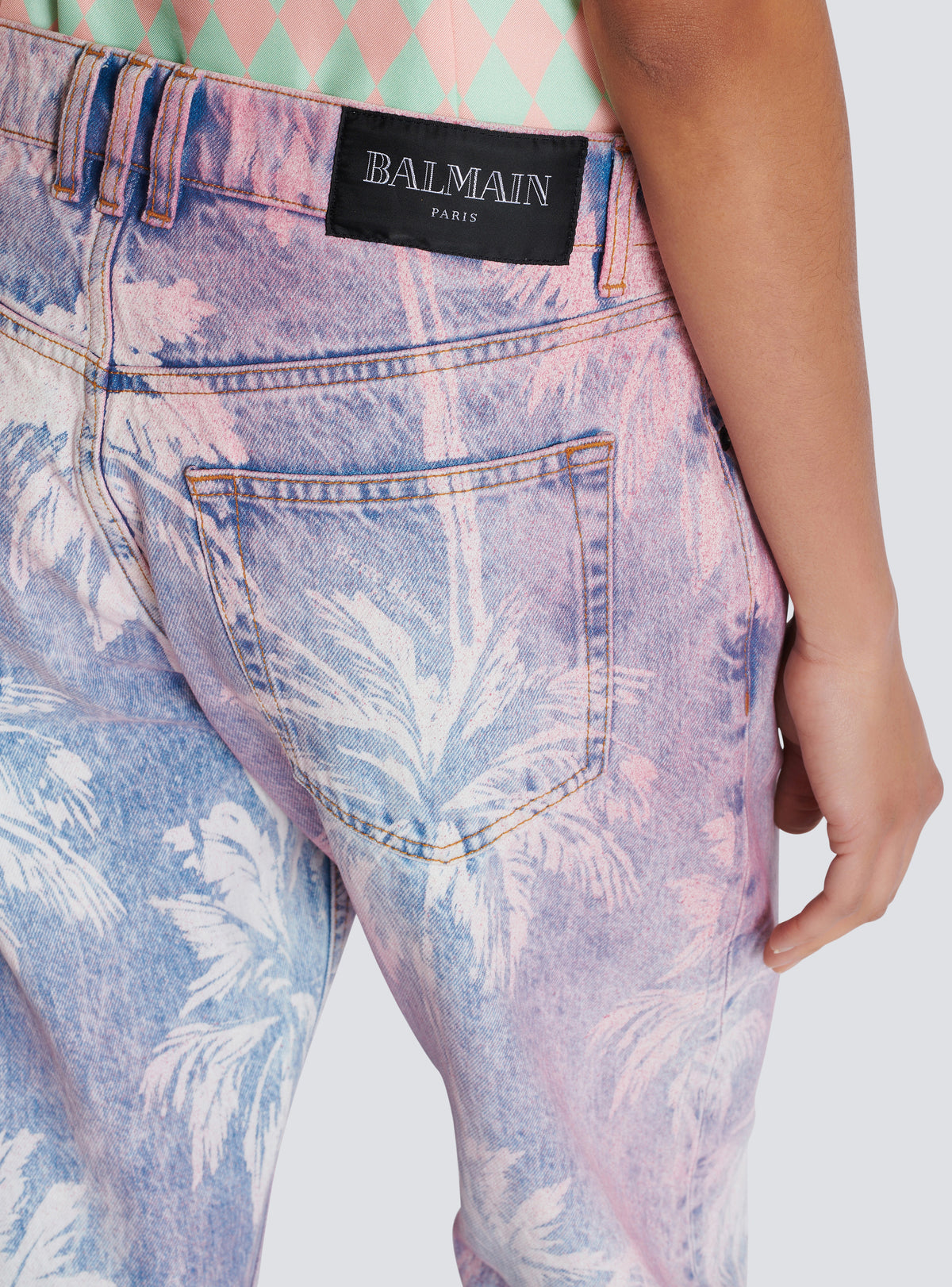 Jean boyfriend en denim palmier - Bleu Jean