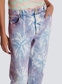 Jean boyfriend en denim palmier - Bleu Jean