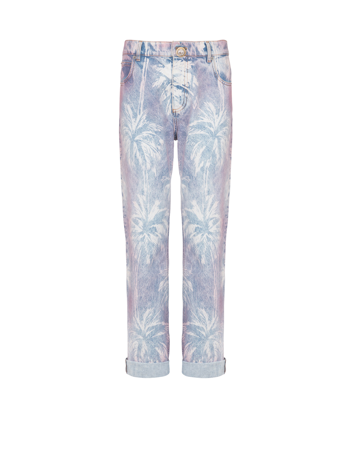 Jean boyfriend en denim palmier - Bleu Jean