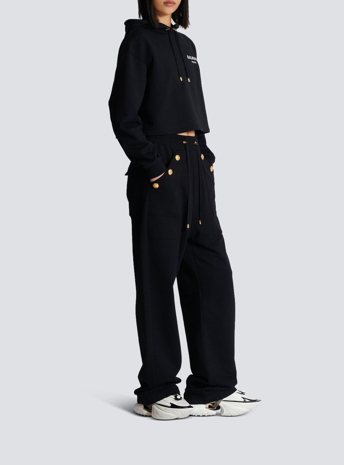 Pantalon de survêtement ample boutonné - Noir