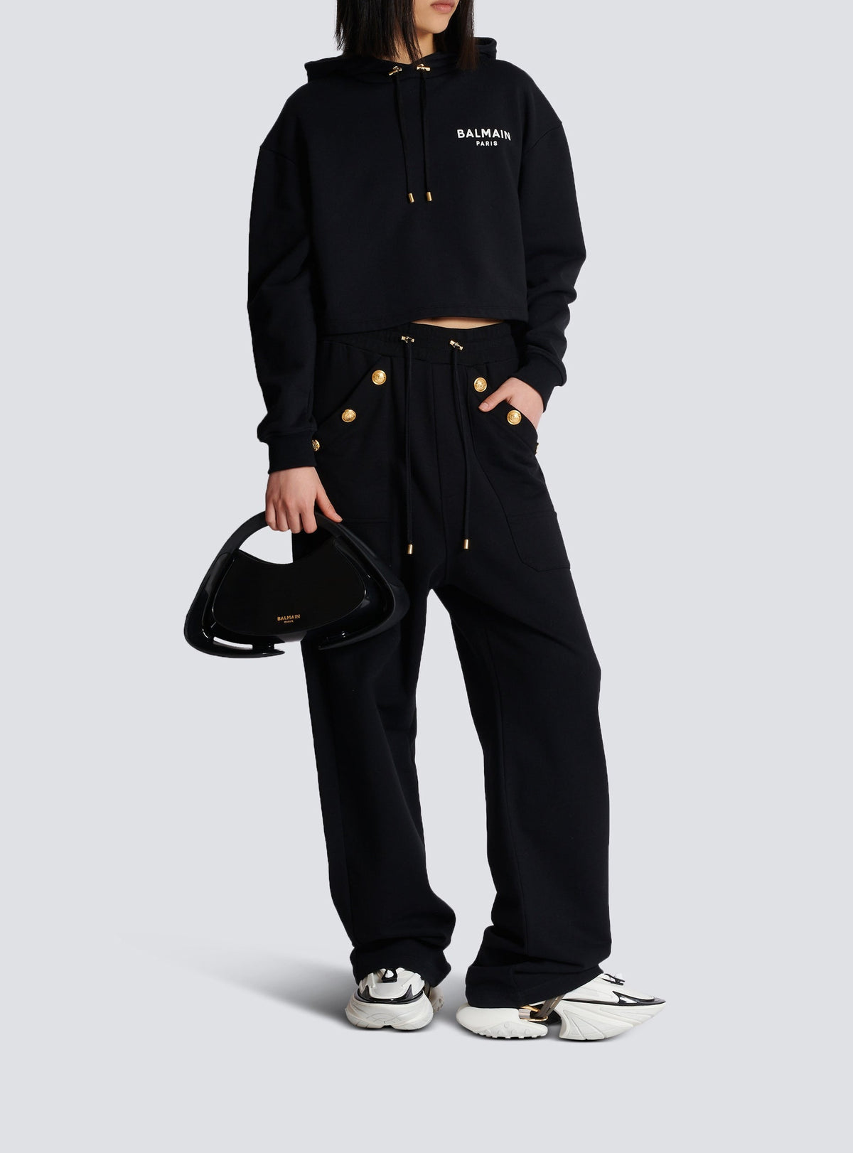 Pantalon de survêtement ample boutonné - Noir