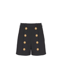 Short taille haute en laine - Noir