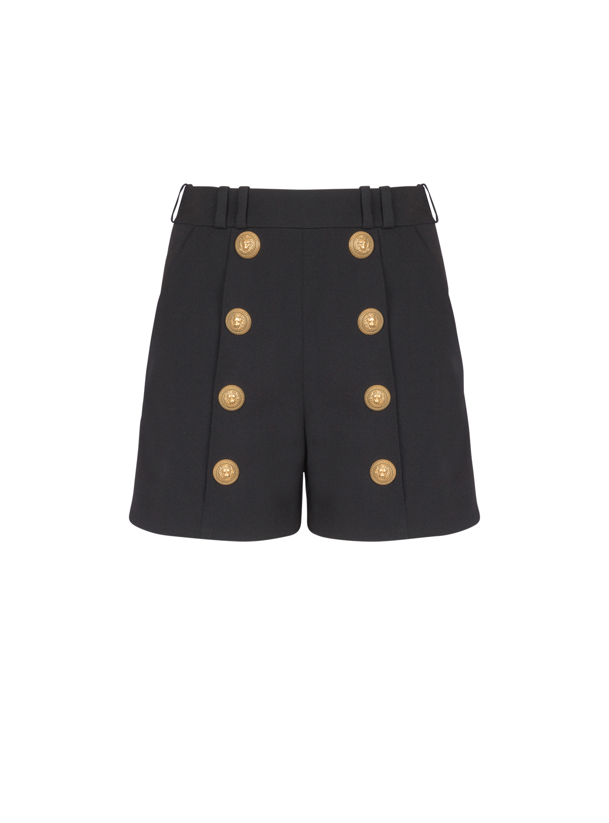 Short taille haute 8 boutons grain de poudre - Noir