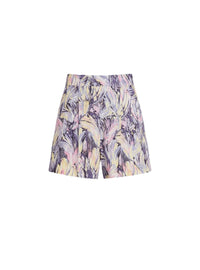 Short à imprimé plume - Gris Clair & Multicolore