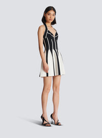 Robe dos-nu patineuse en maille - Noir & Blanc