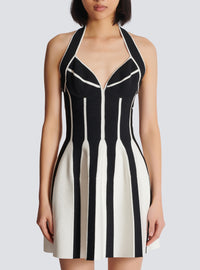 Robe dos-nu patineuse en maille - Noir & Blanc